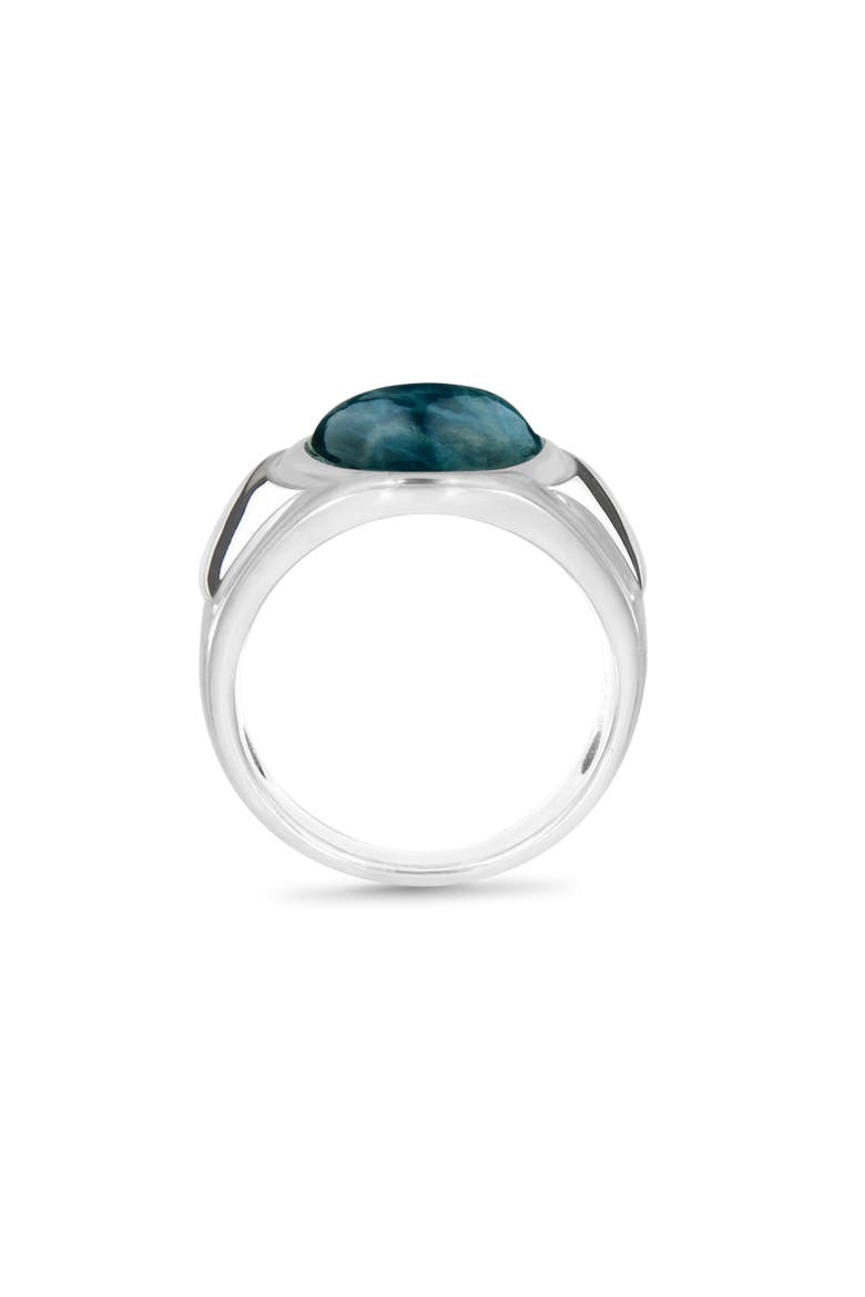 Dark Blue Apatite Sterling Silver Men Signet Ring, Alternate, color, Blue