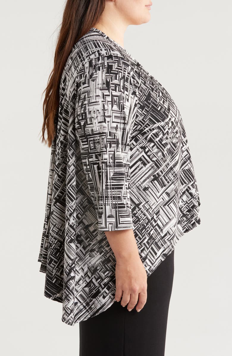 24seven Comfort Apparel Abstract Print Open Front Cardigan, Alternate, color,