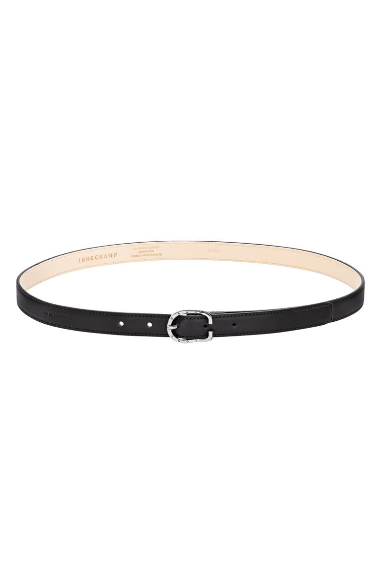 Longchamp Le Foulonné Leather Belt, Main, color, Black Smooth