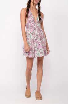Paisley Halter Strap Smocked Minidress