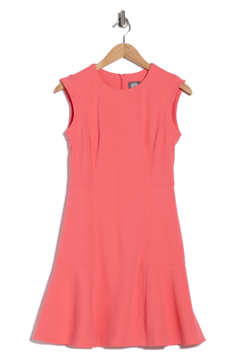 Vince Camuto Scuba Crepe Fit & Flare Dress, Main, color, Coral