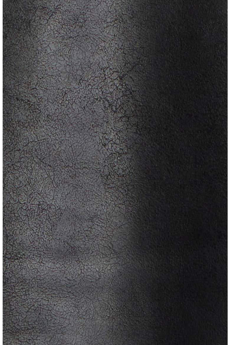 Emberlynn Oversize Faux Leather & LuxeFluff Long Coat, Alternate, color, BLACK