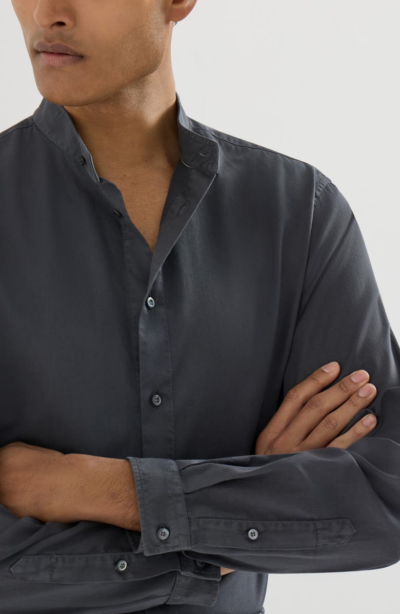 Brunello Cucinelli Garment-dyed shirt, Alternate, color, Anthracite