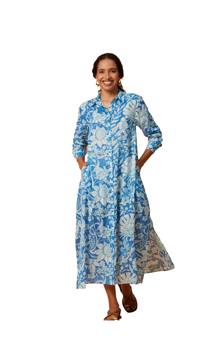 Ro's Garden Farrah Long Kurta, Main, color, Blue Laika