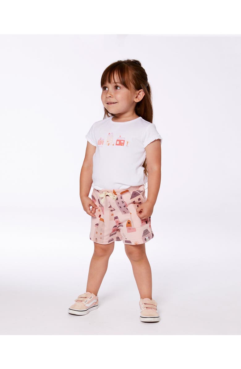 Deux par Deux Girl's Flat Back Rib Top With Print White And Pink House, Alternate, color, 