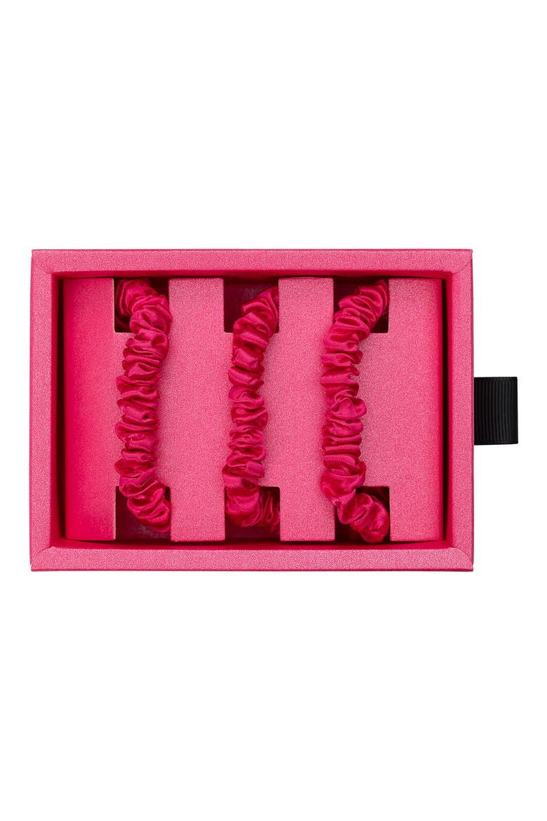 3-Pack Skinny Silk Scrunchies, Alternate, color, HIBISCUS