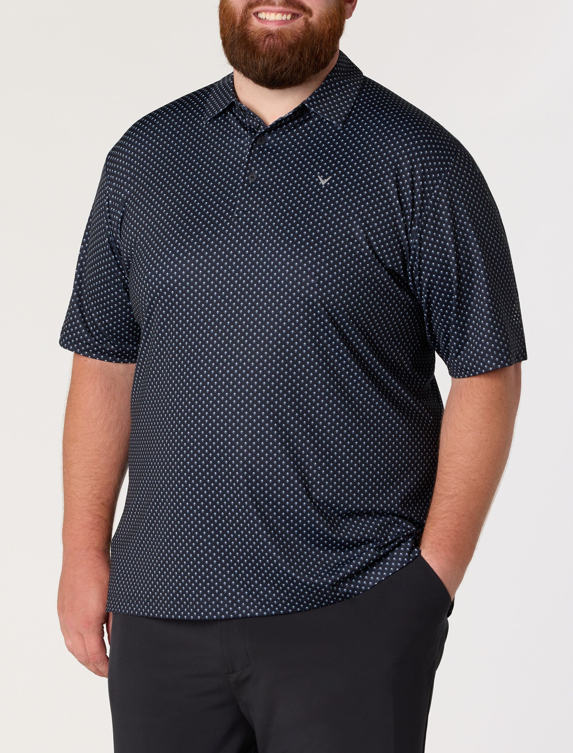 Callaway Big & Tall Golf Print Performance Polo Shirt In Caviar