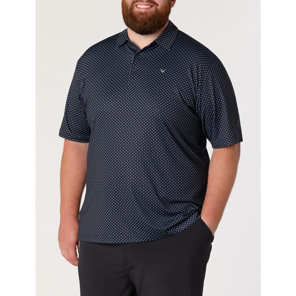 Callaway Big & Tall Golf Print Performance Polo Shirt In Caviar