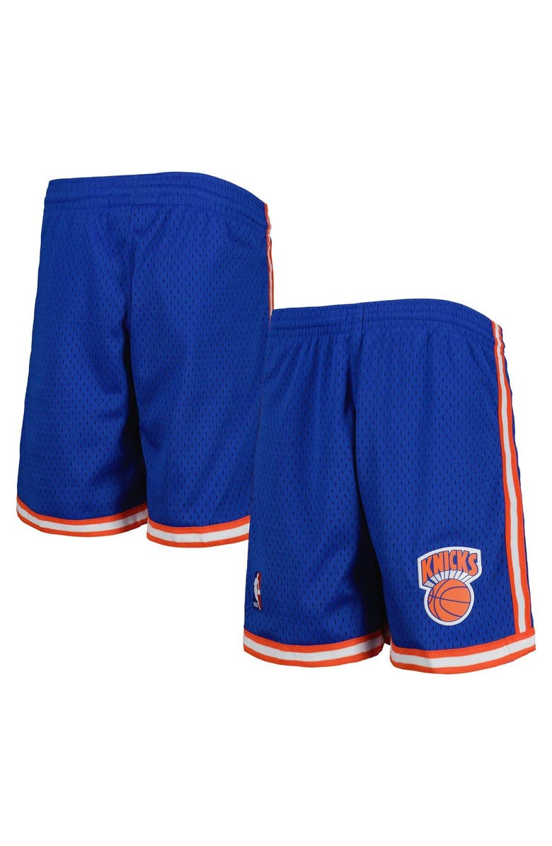 Mitchell & Ness Youth Mitchell & Ness Blue New York Knicks 1991-92 Hardwood Classics Swingman Shorts, Main, color,