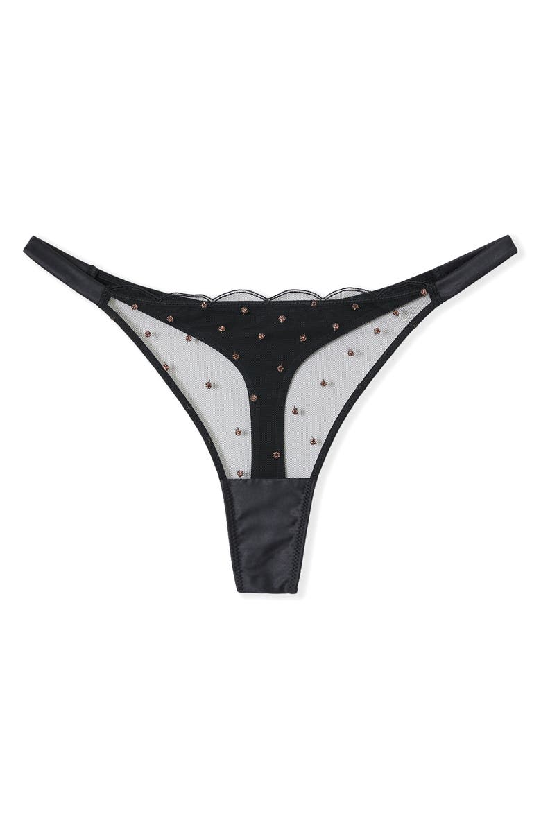 Etam Divine Rhinestone Thong, Alternate, color, Black