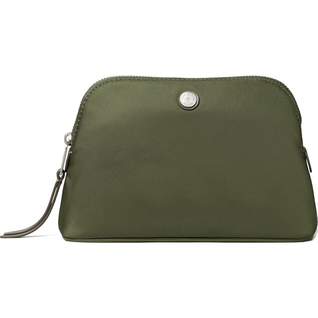 Tory Burch Small Dome Nylon Cosmetic Case In Neutral