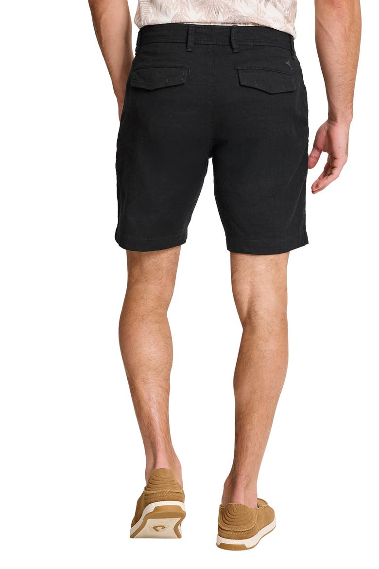 Beach Coast Stretch Linen & Cotton Cargo Shorts, Alternate, color, BLACK