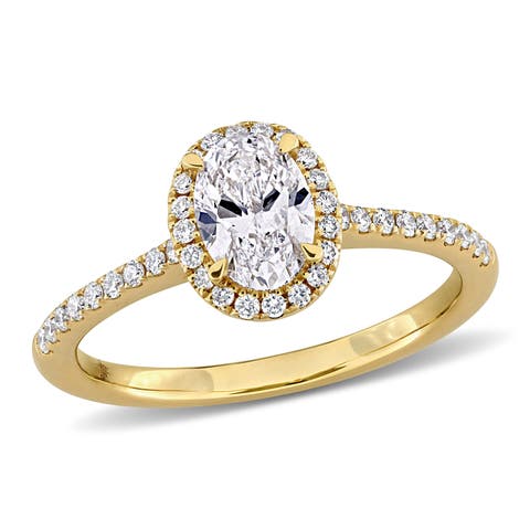 1 CTW Lab-Grown Diamond Oval Halo Ring 14k