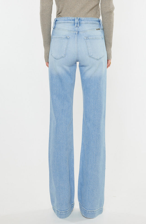 Kancan Women's High Rise Wide Flare Jeans In Light Wash