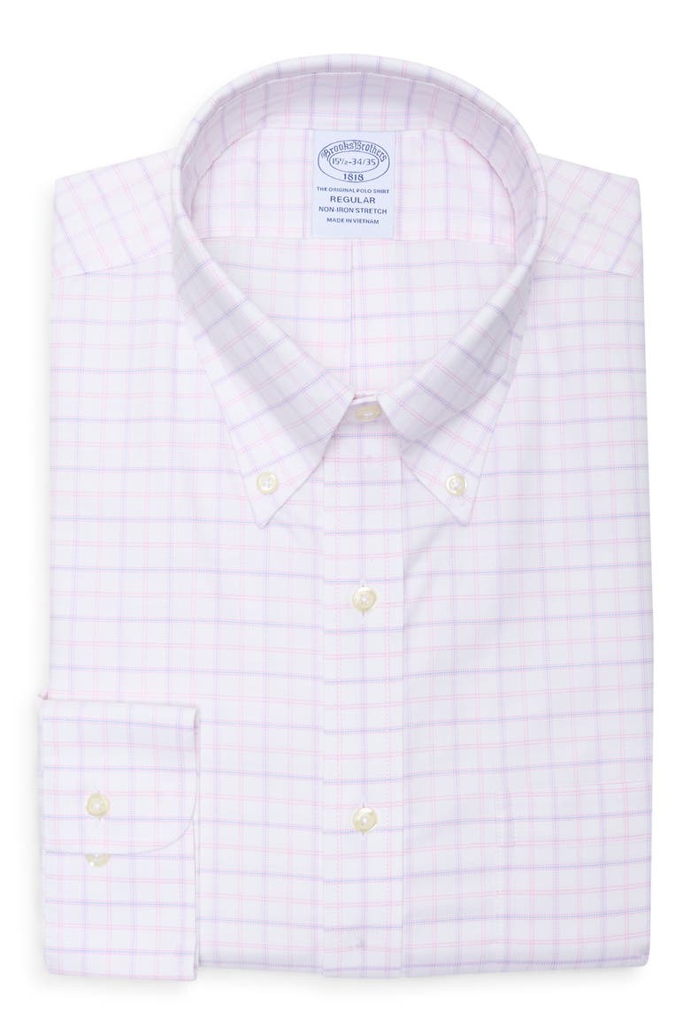 Regular Fit Non-Iron Stretch Cotton Oxford Dress Shirt, Alternate, color, PINKWP