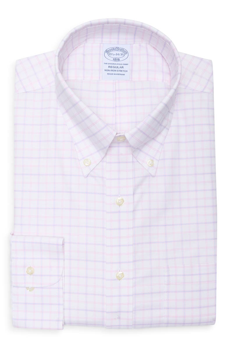 Brooks Brothers Regular Fit Non-Iron Stretch Cotton Oxford Dress Shirt, Main, color, Pinkwp