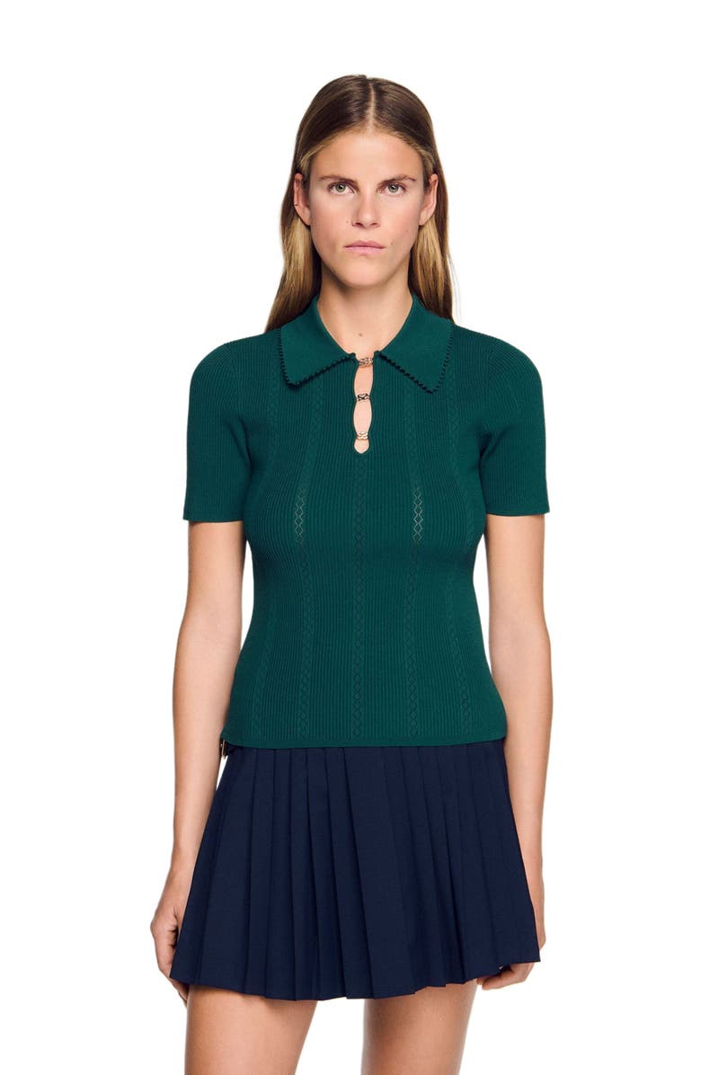 SANDRO Polo sweater, Alternate, color, Dark Green
