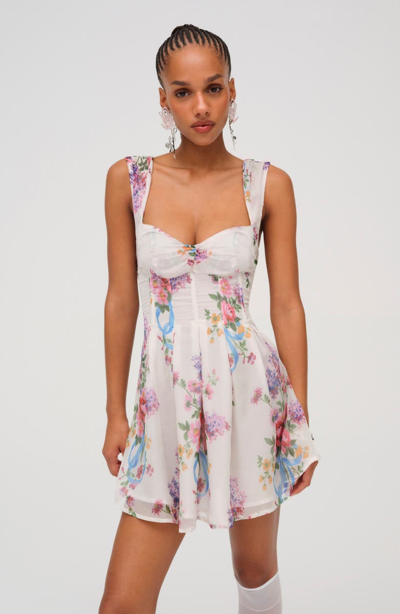 For Love & Lemons August Floral Chiffon Minidress, Alternate, color, 