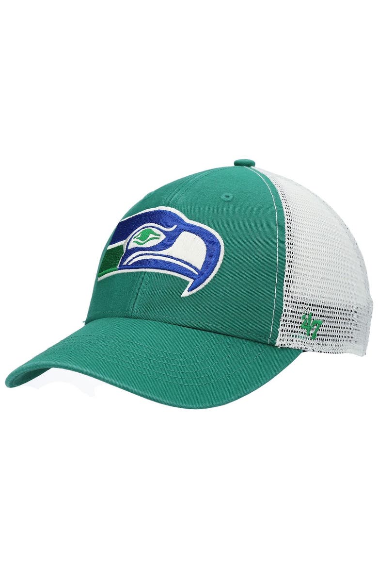 Men's '47 Kelly Green/Natural Seattle Seahawks Flagship MVP Snapback Hat, Main, color, Kelly Green
