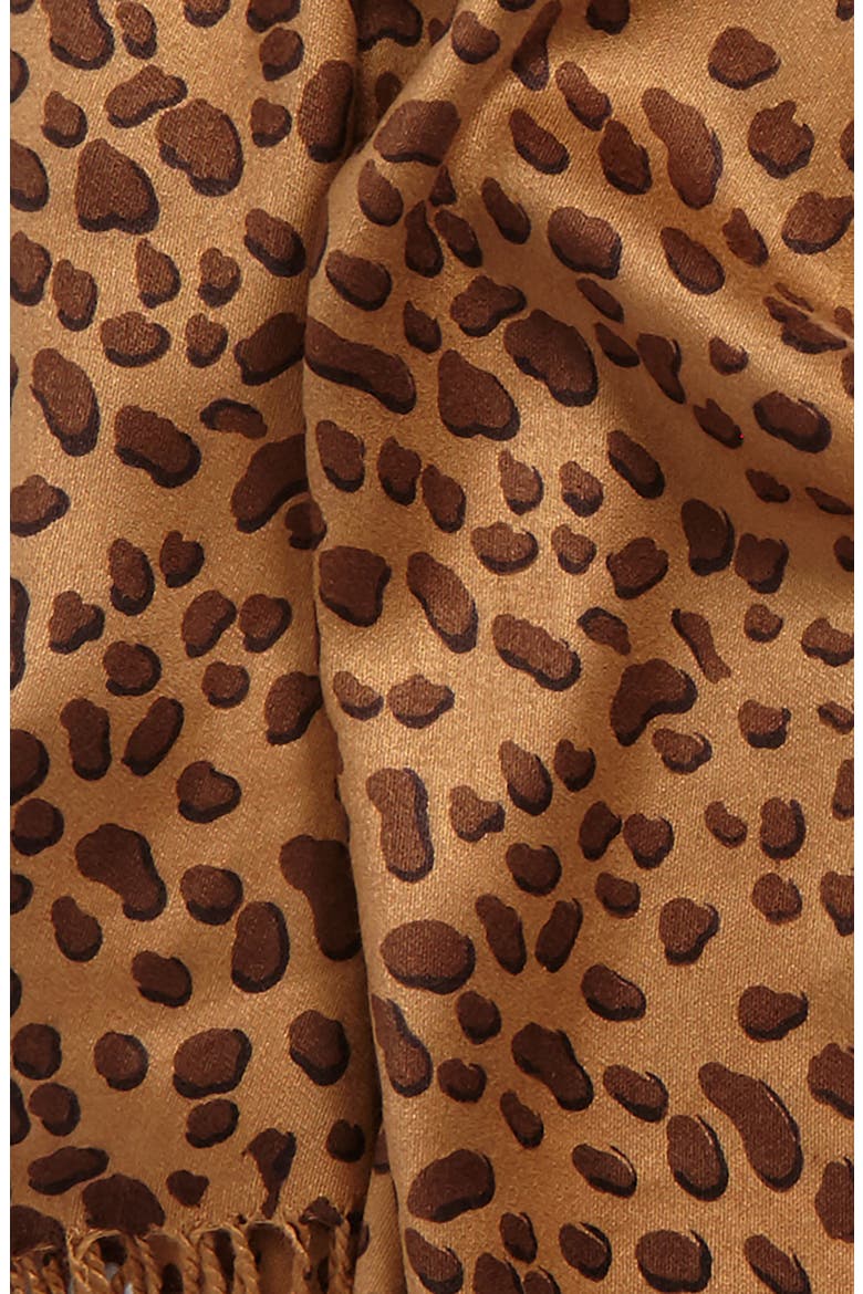 Leopard Print Scarf, Alternate, color, CAMEL