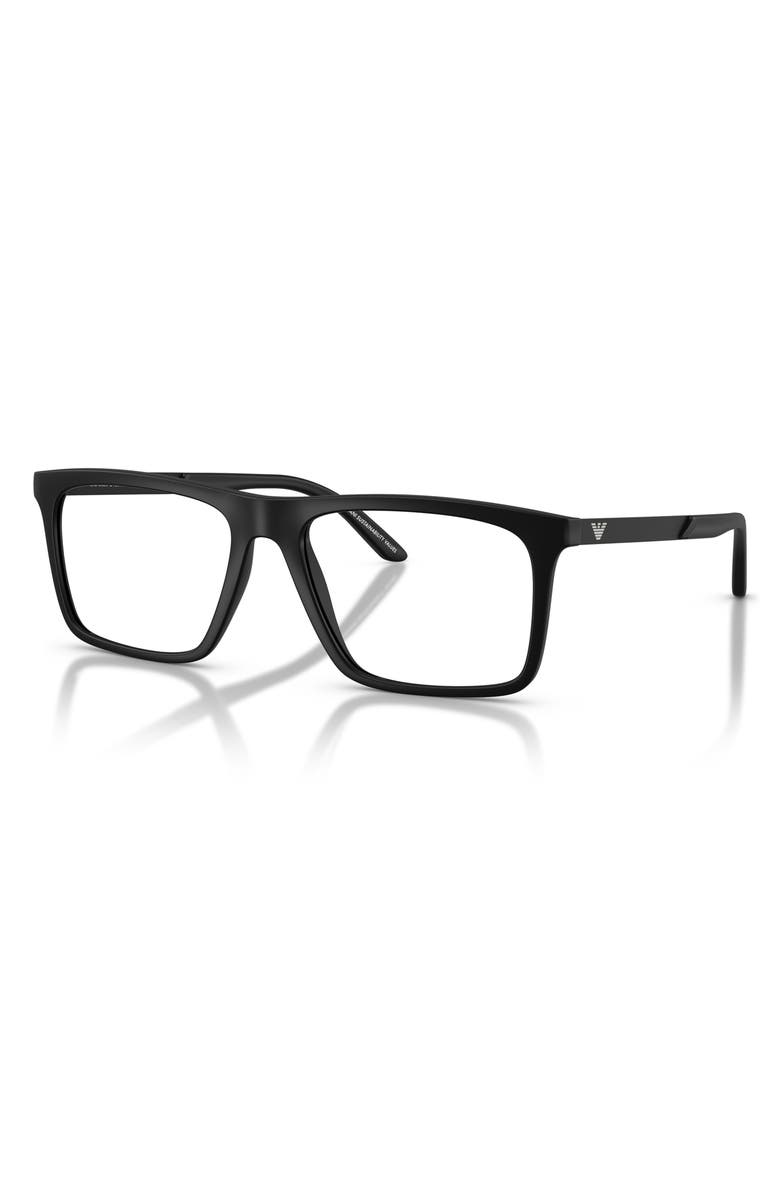 Emporio Armani 53mm Square Optical Glasses, Alternate, color, Matte Black / Demo Lens