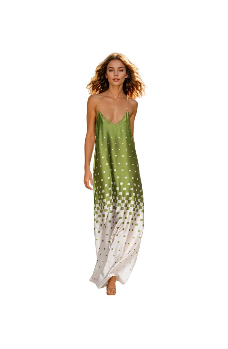 AKALIA Miriam Women's Slip Dress Printed, Main, color, Green