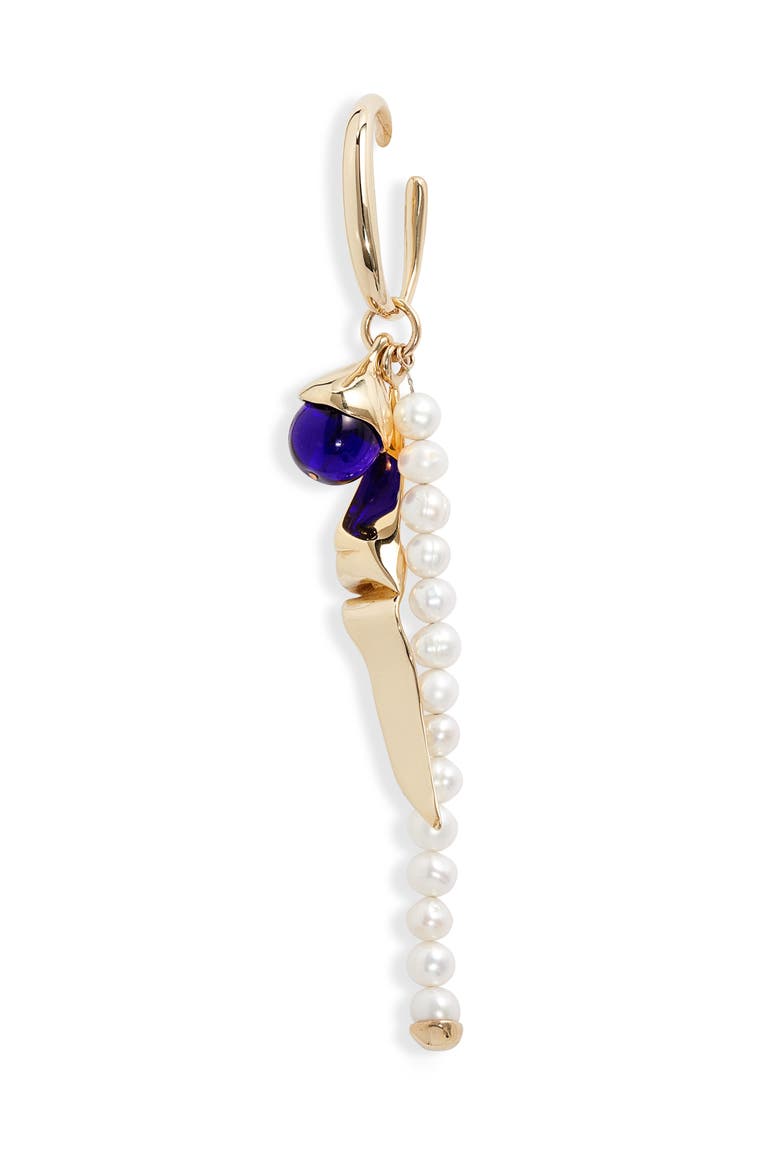 Soirée Ear Cuff, Main, color, BRONZE / BLUE GLASS / PEARL