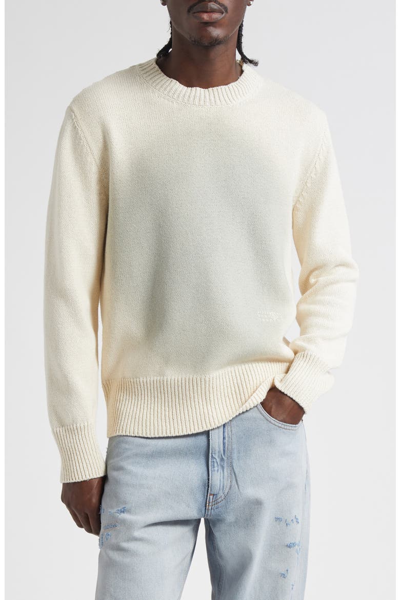 Dot Motif Crewneck Sweater, Main, color, OFF WHITE