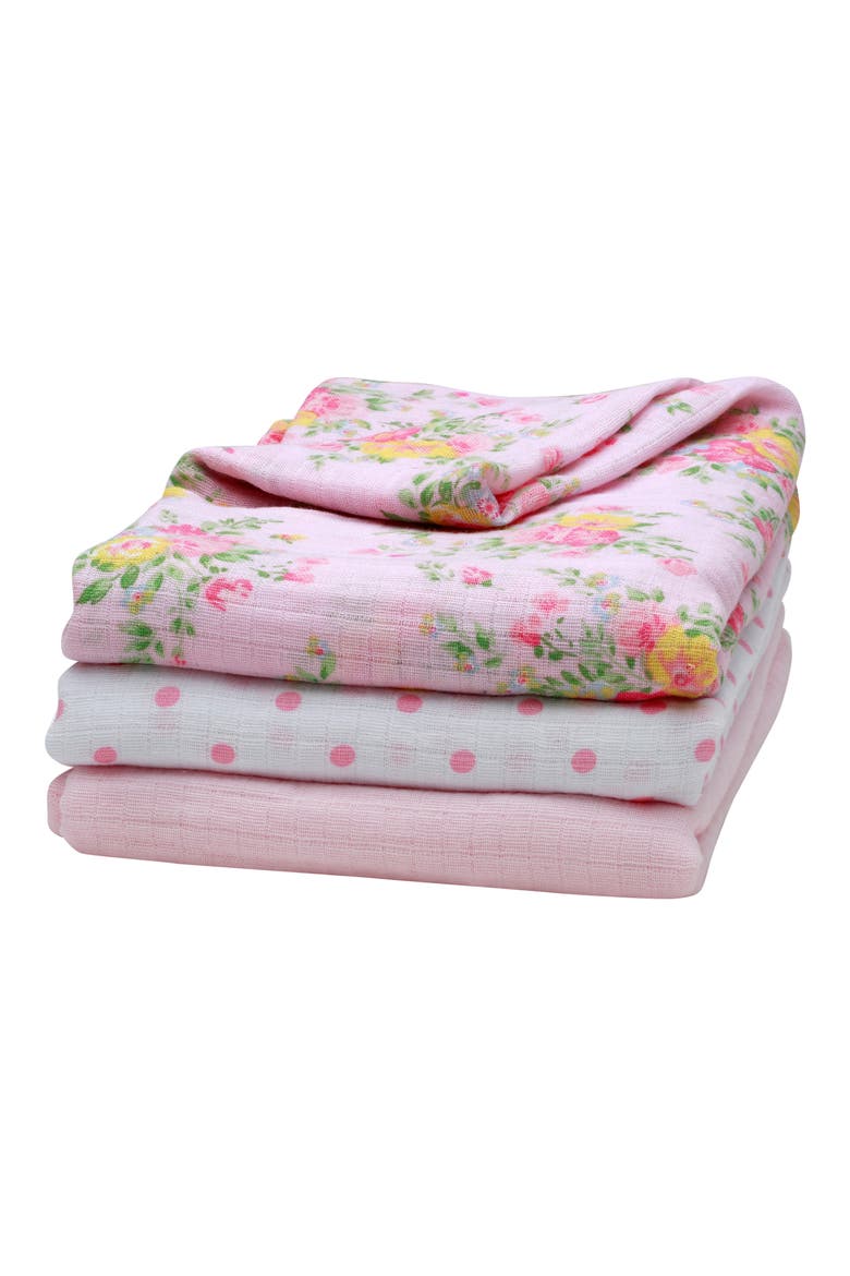 3-Pack Cotton Muslin Swaddle Blankets, Alternate, color, PINK