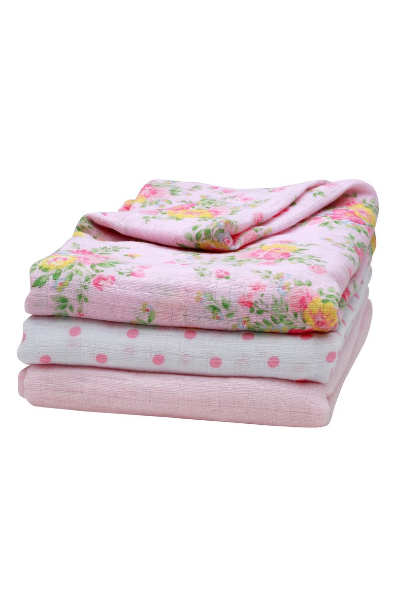 Little Me 3-Pack Cotton Muslin Swaddle Blankets, Alternate, color, Pink