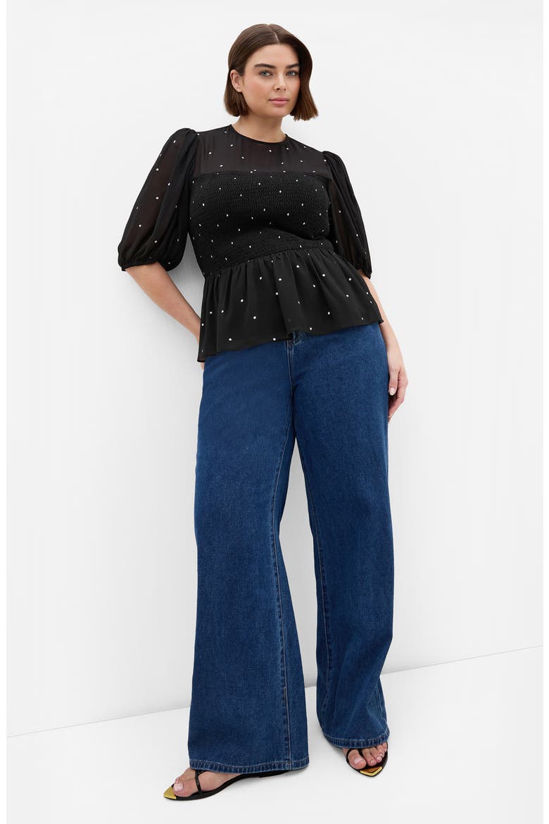 Esther Peplum Top, Alternate, color, IVORY SPOT