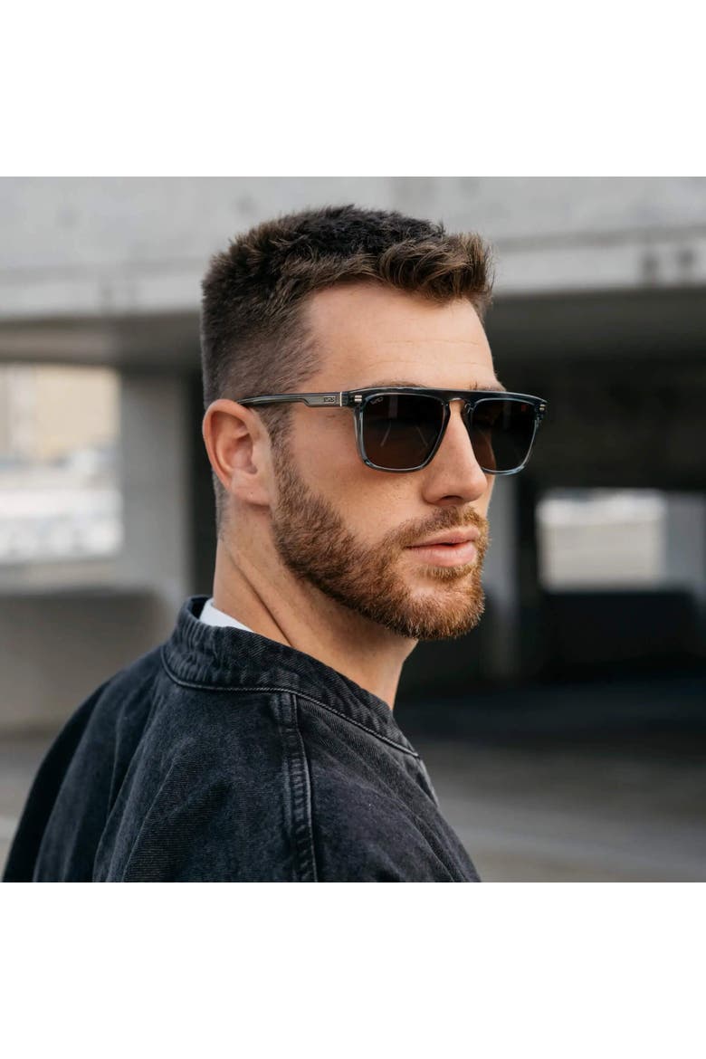 Sawyer - 53mm Squared Aviator Polarized Sunglasses, Alternate, color, Crystal Stone Blue