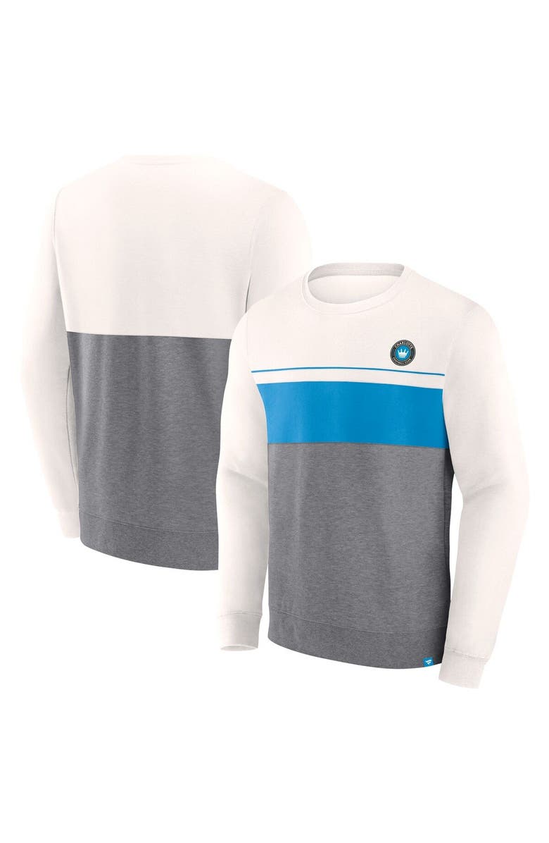 FANATICS Men's Fanatics Branded Gray Charlotte FC Corner Pass Pullover Sweatshirt, Main, color, 