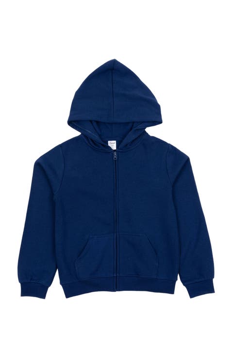 Kids Zip-Up Sweatshirt Hoodie, Cotton Blend, Solid Colors