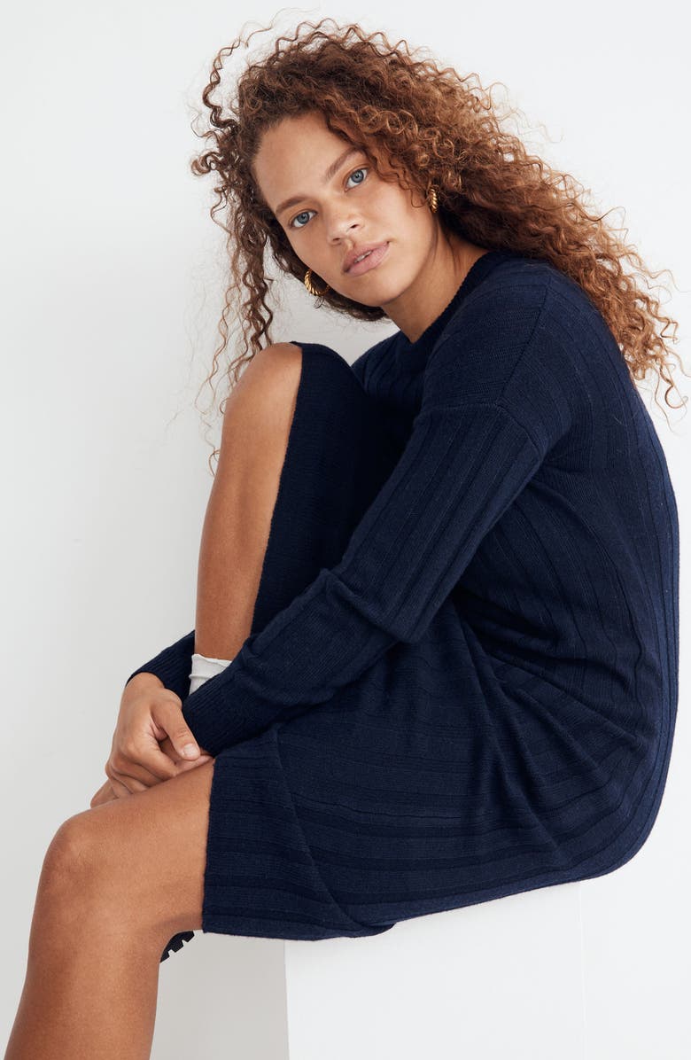 Madewell Ribbed Midi Sweater Dress, Alternate, color, 