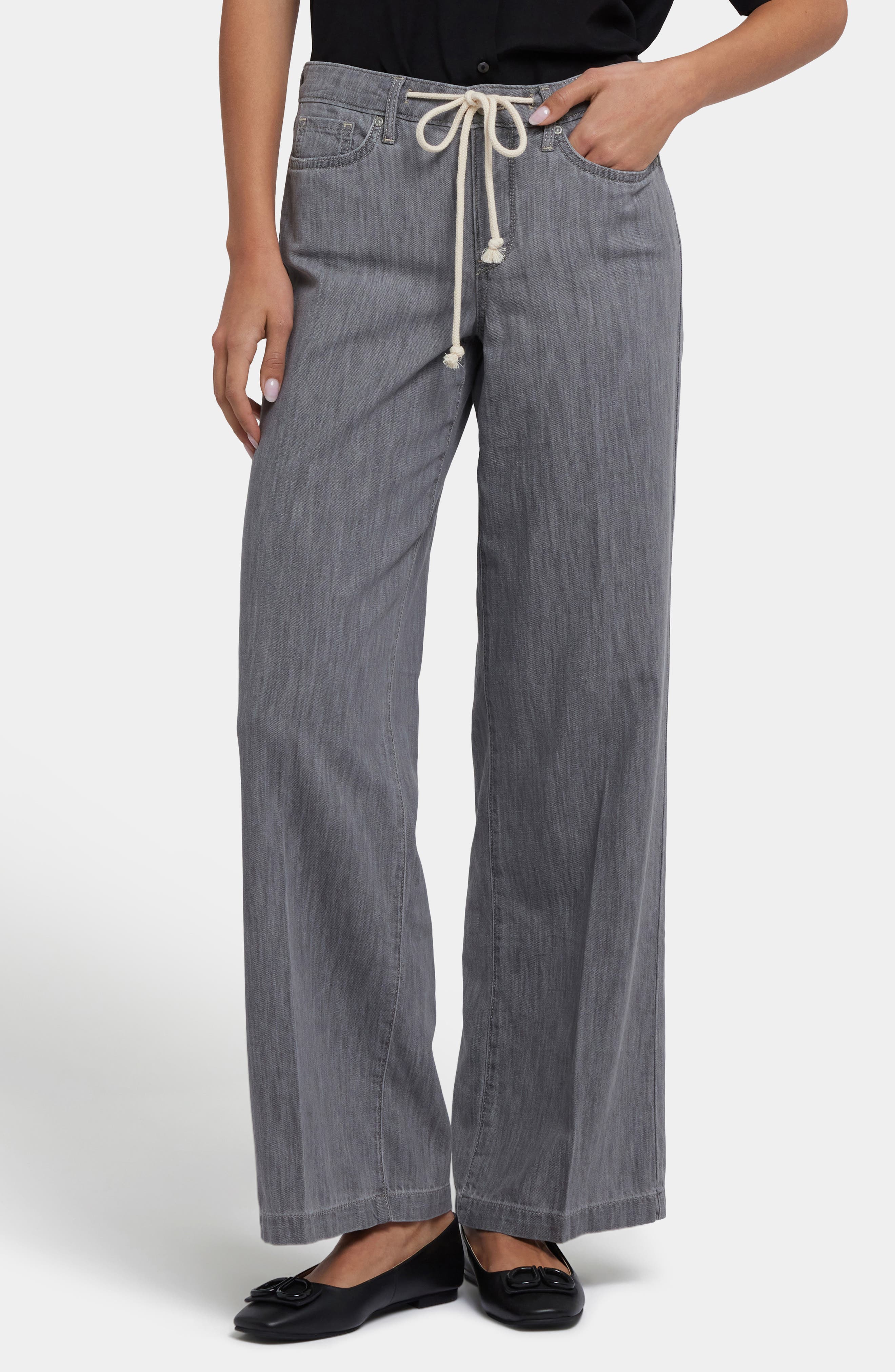 Teresa Drawstring Waist Wide Leg Jeans
