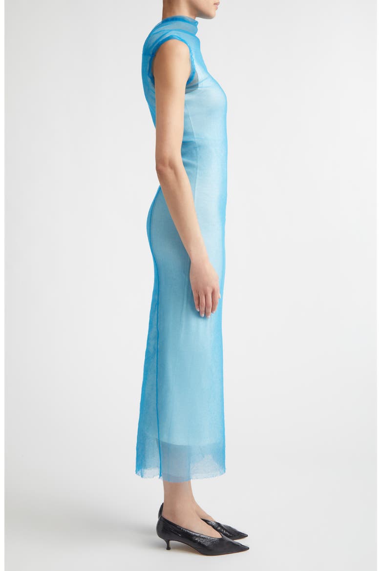 Double Layer Draped Organza Dress, Alternate, color, SUMMER LAKE