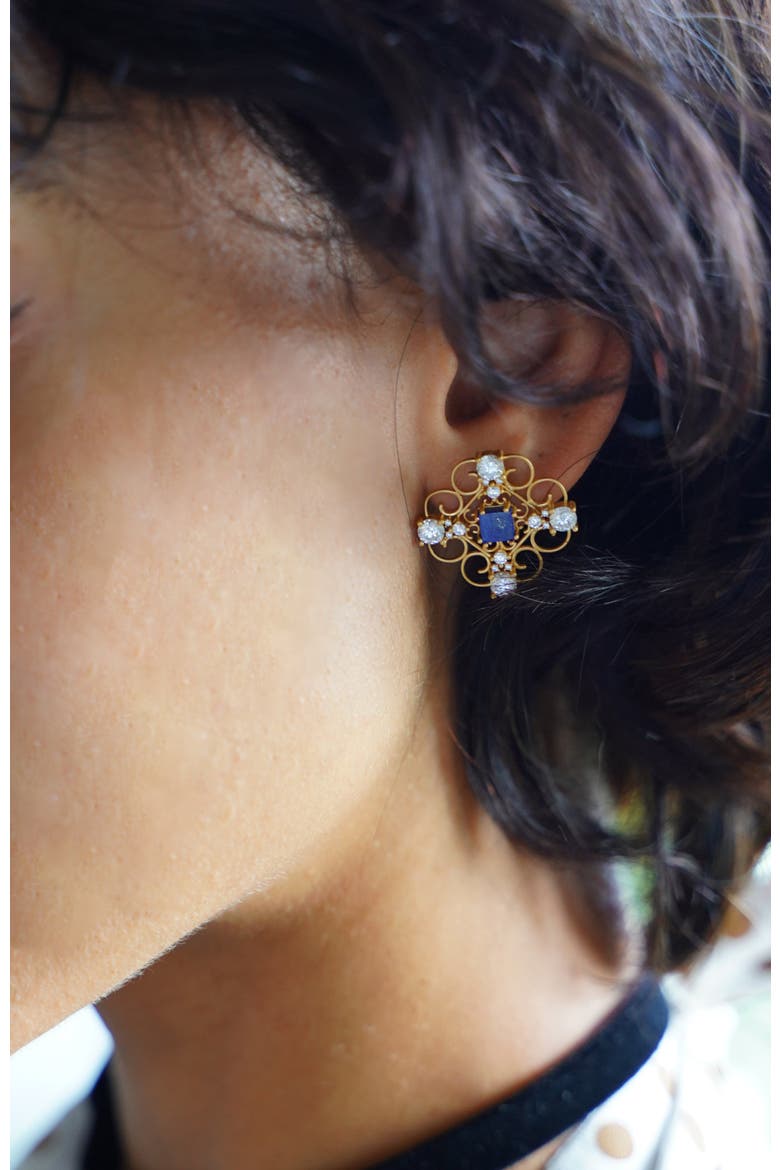 Orchid Dream Earrings, Alternate, color, Blue & Gold
