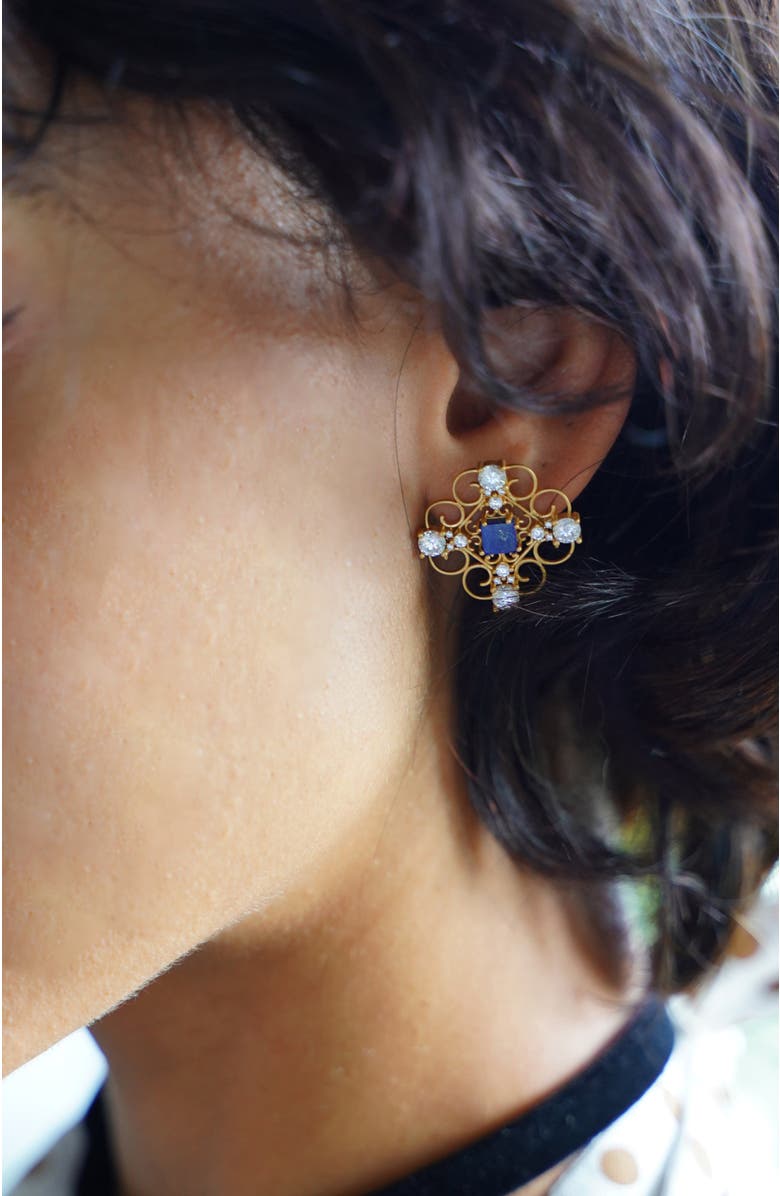 RC RETRO CHIC Orchid Dream Earrings, Alternate, color, Blue & Gold