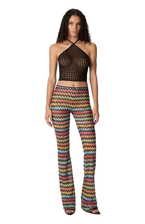 Top In Lamé Viscose With Raschel Workmanship And Halter Neckline