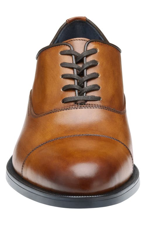Johnston & Murphy Collection Flynch Cap Toe Oxford In Tan Italian Calfskin