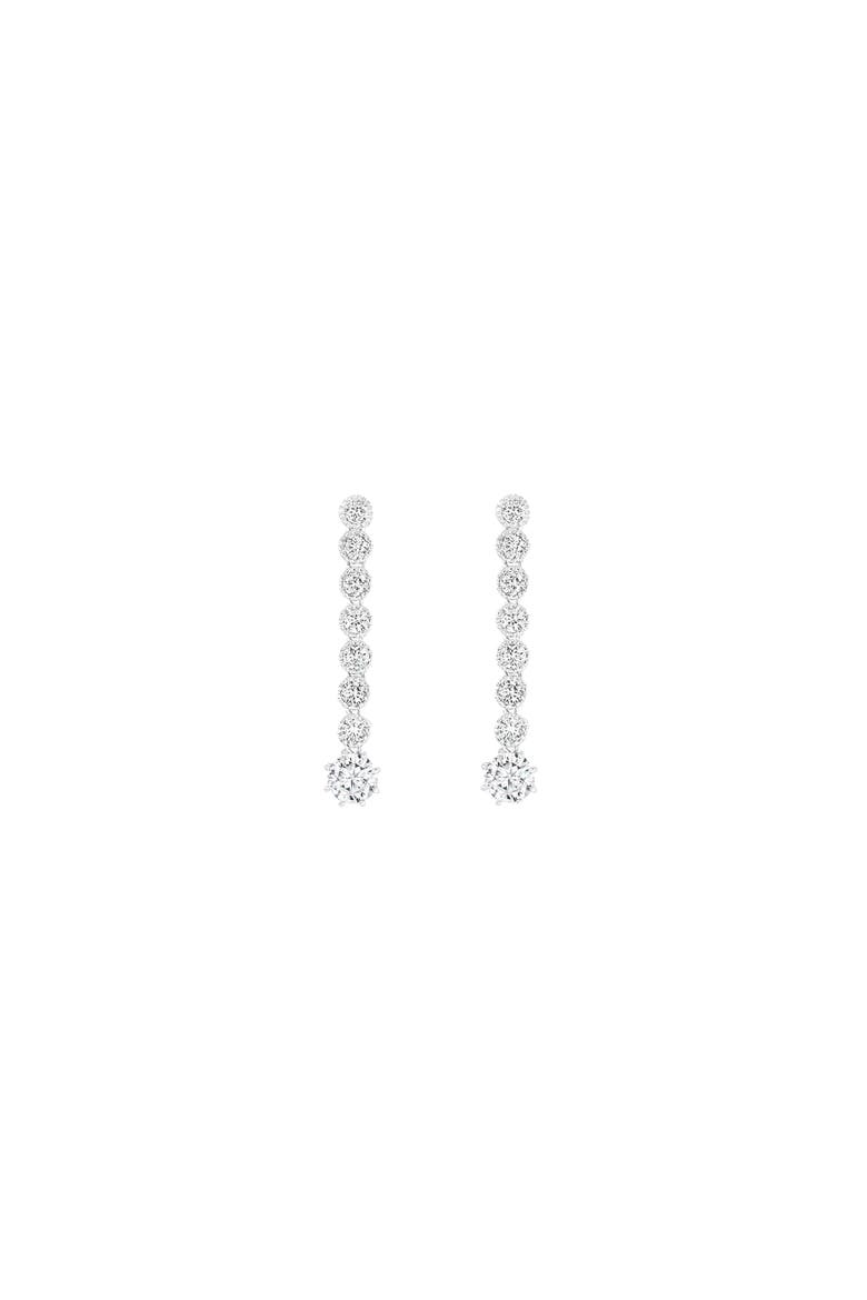 Celeste Tennis Earrings Sparkly Dainty Trendy Statement Piece, Main, color, Silver