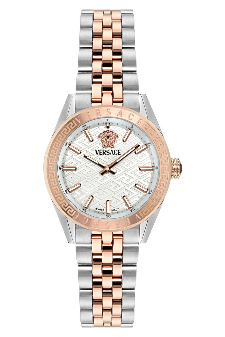 V-Code Bracelet Watch, 36mm, Main, color, SILVER/ ROSE GOLD