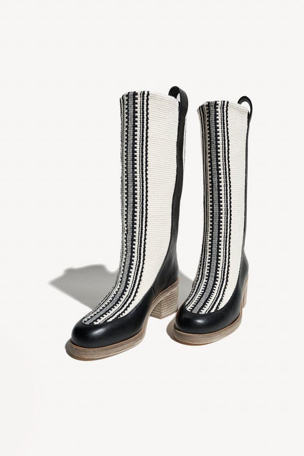 Julia Fabric Boots, Alternate, color, Ivory Black