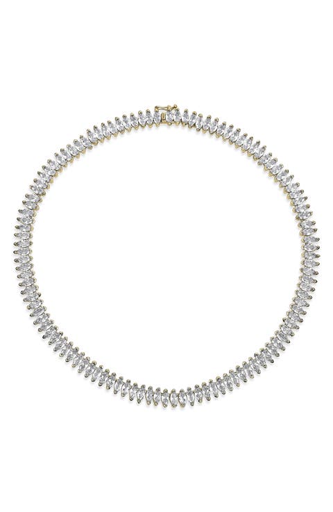 Bridal Marquis Cubic Zirconia Tennis Necklace
