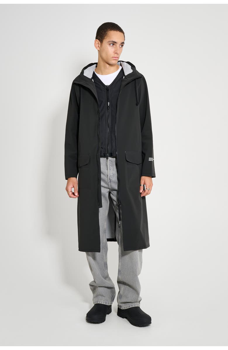 Stutterheim Stockholm Long Patch Matte Raincoat, Alternate, color, Black