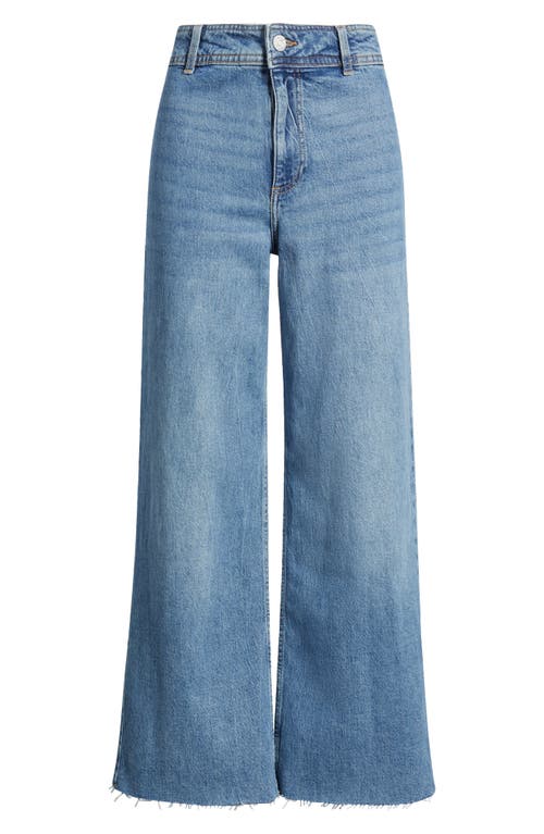 Mango Catherin Raw Hem High Waist Culotte Jeans In Blue