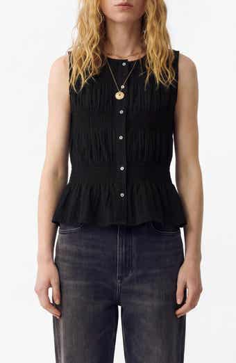 Shirred Button Top