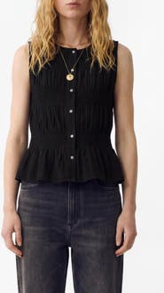 PER UNA BY M&S Shirred Button Top