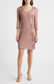 Pisarro Nights Beaded V-Neck Cocktail Dress